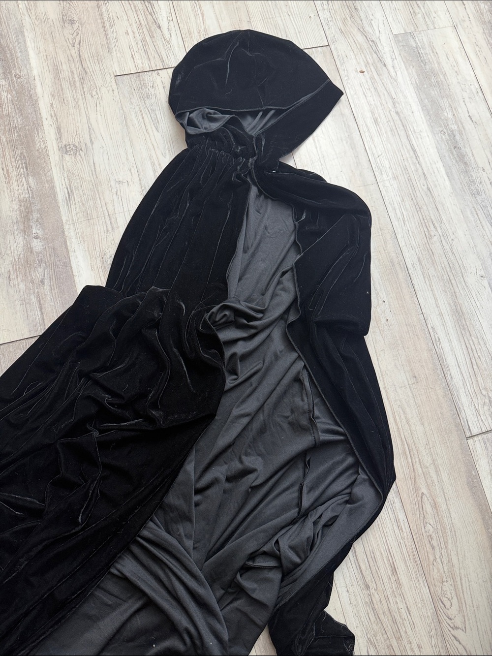 Long Black Velvet Hood